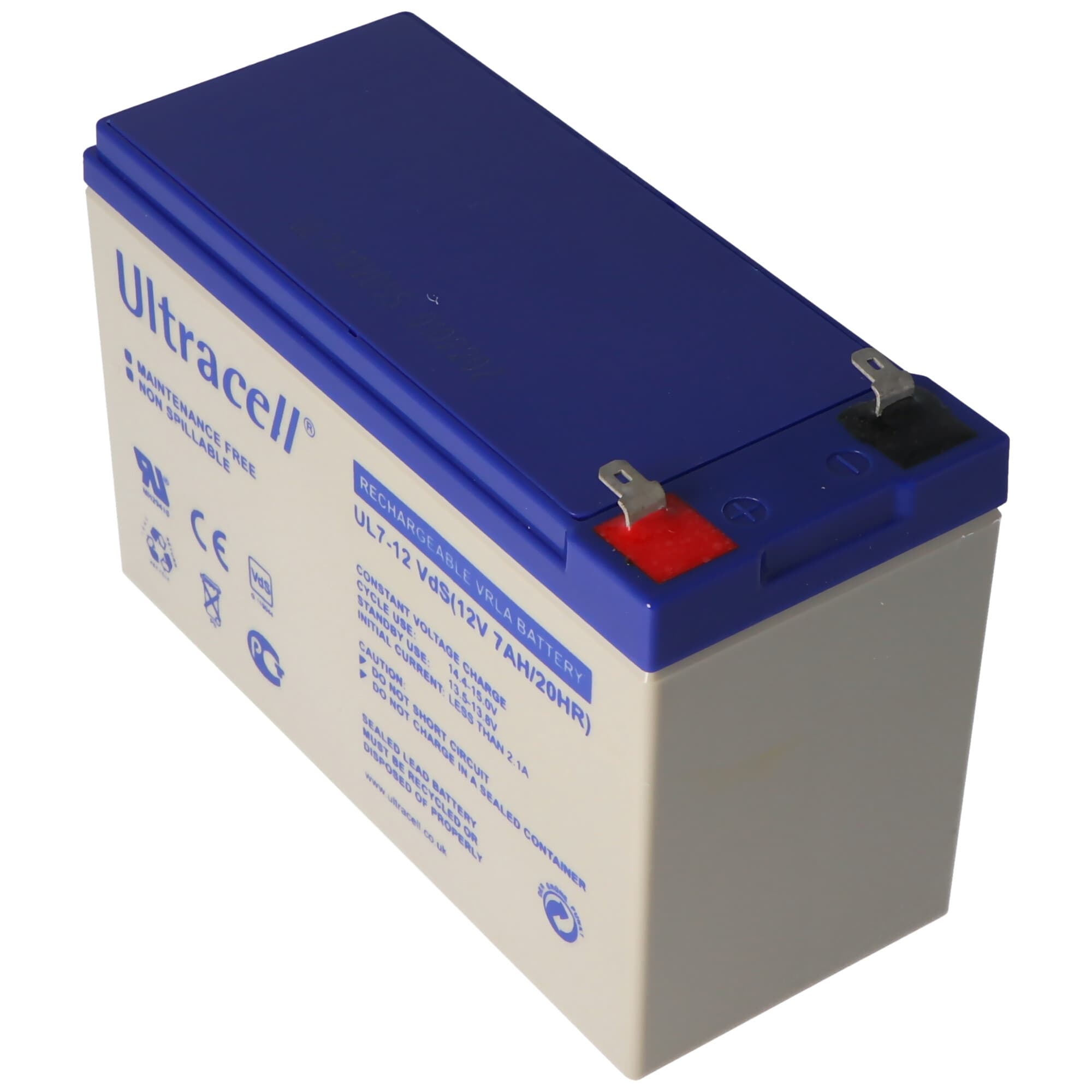 Batterie au plomb Ultracell UL7-12 12 Volts 7,0 Ah avec Faston Contact 187, 4.8mm