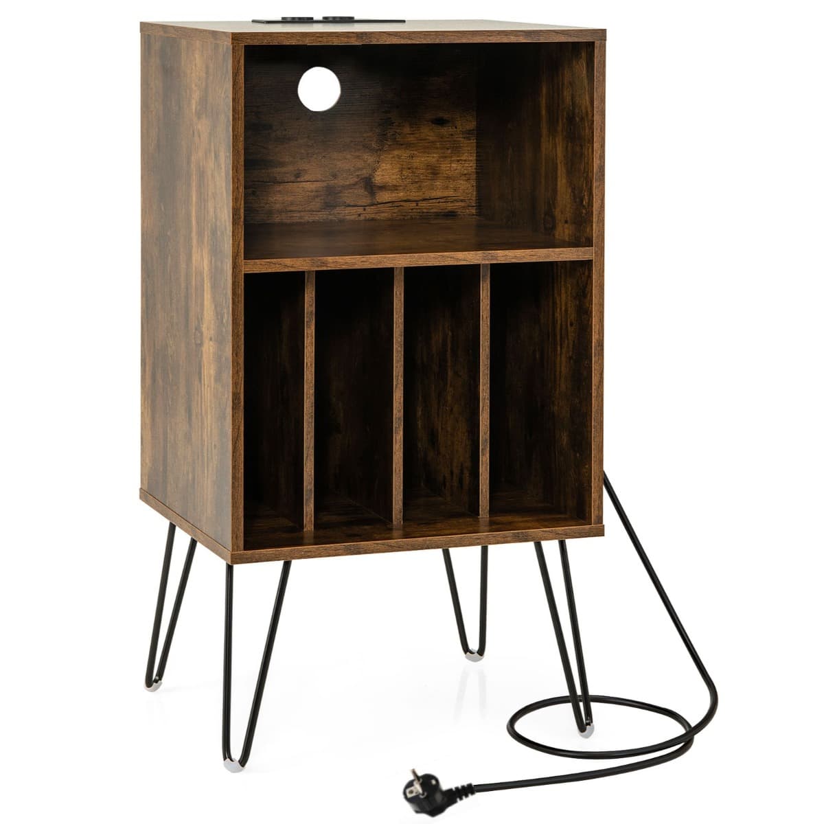 Support pour Tourne-Disque Support pour Platine Vinyle à 3 Niveaux Station de Charge Etagère 4 Sépar